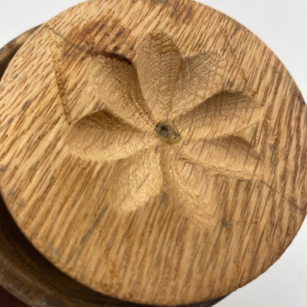 Antique Primitive Wooden Butter Mold Hand Carved Flower Design Plunger 4.5 Inch - Picture 5 of 7